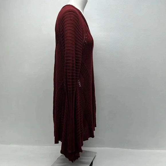 Planet Tunic Sweater Top Knit Blouse Pure Cotton Asymmetrical Hem Red One Size - Picture 3 of 9